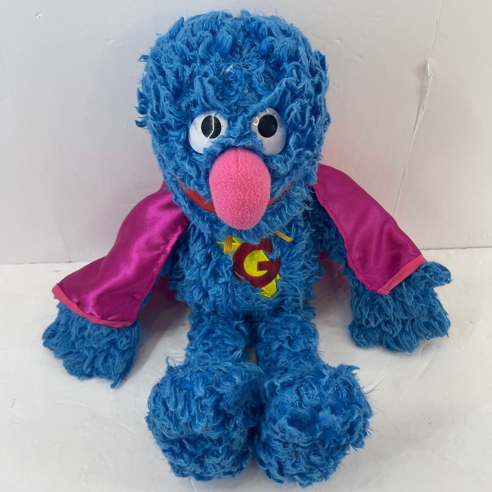 Sesame Street Super Grover Plush Toy Kids Blue Superhero Cape - Picture 2 of 13